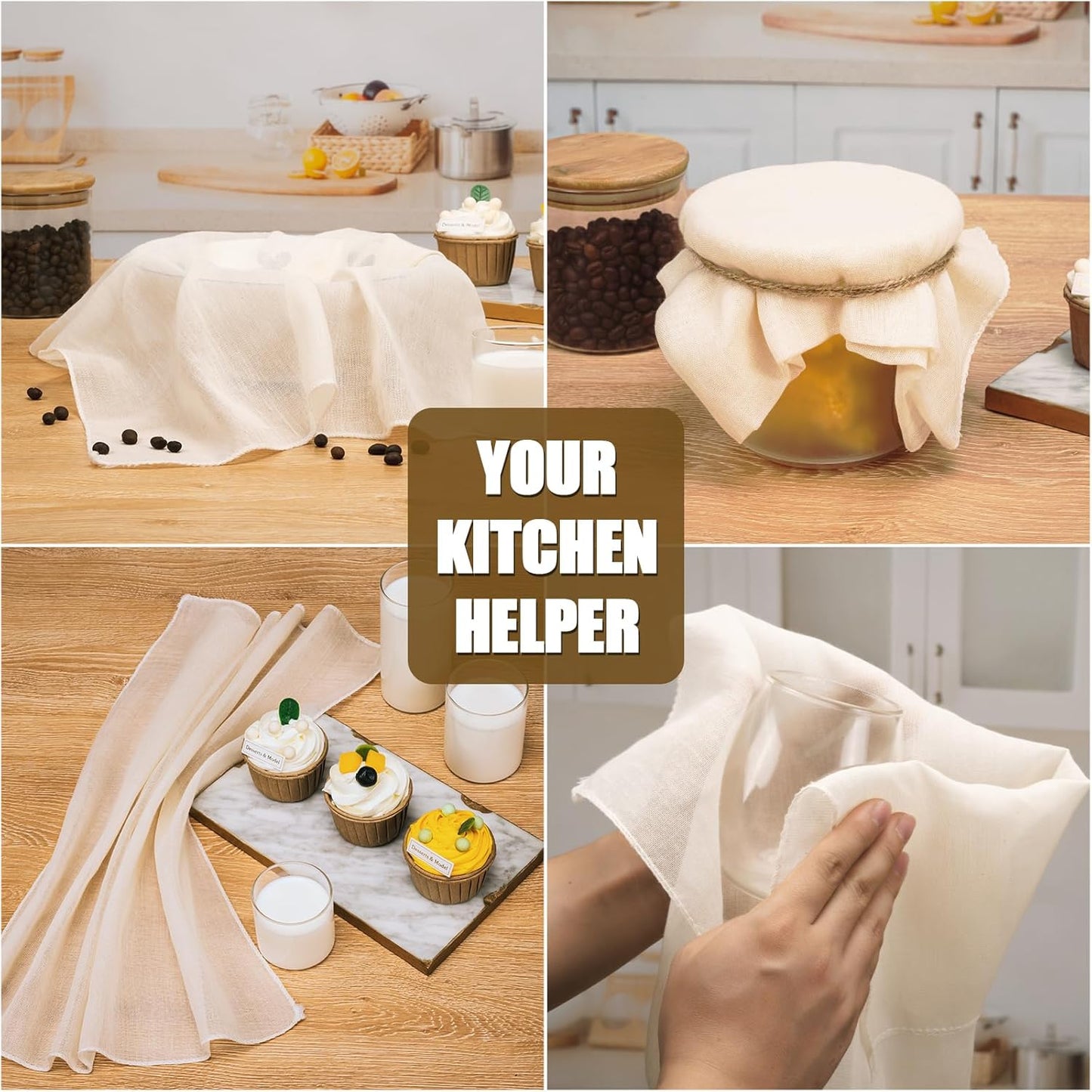 Skiennix Cheese Cloths - 6PCS Reusable Unbleached Cotton Strainers | 20x20 Inch for Cooking & Cheese Making