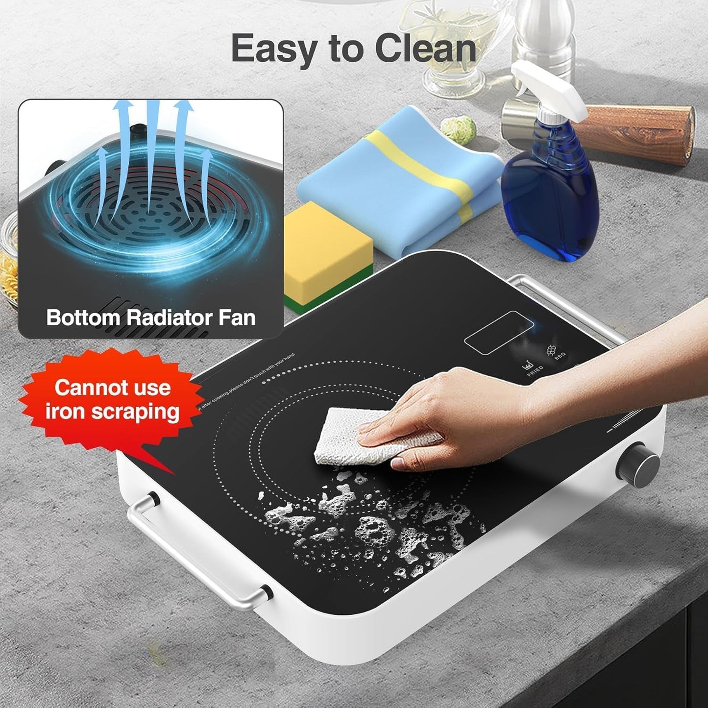 Nafewin Electric Cooktop - 1800W Portable Infrared Hot Plate with 4-Hour Timer | Single Burner Countertop