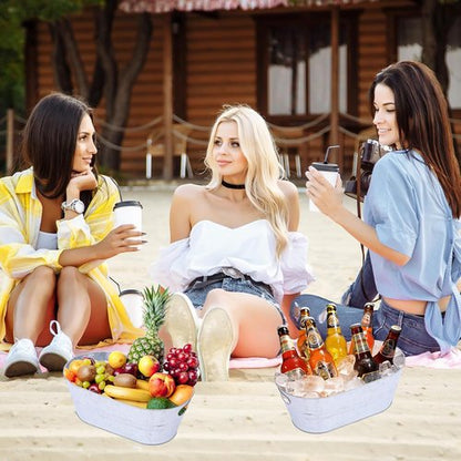 4 Pack 4 Gallon Galvanized Ice Buckets for Parties, Large Metal Beverage Drink Tub Cooler with Leak-Proof Carry Handles, Heavy Duty Drink Tin Bins for Beer, Champagne and Wedding Bar Supplies
