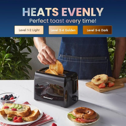 Elite Gourmet Cool Touch Toaster - 6 Temperature Settings & Extra Wide 1.25" Slots - Black