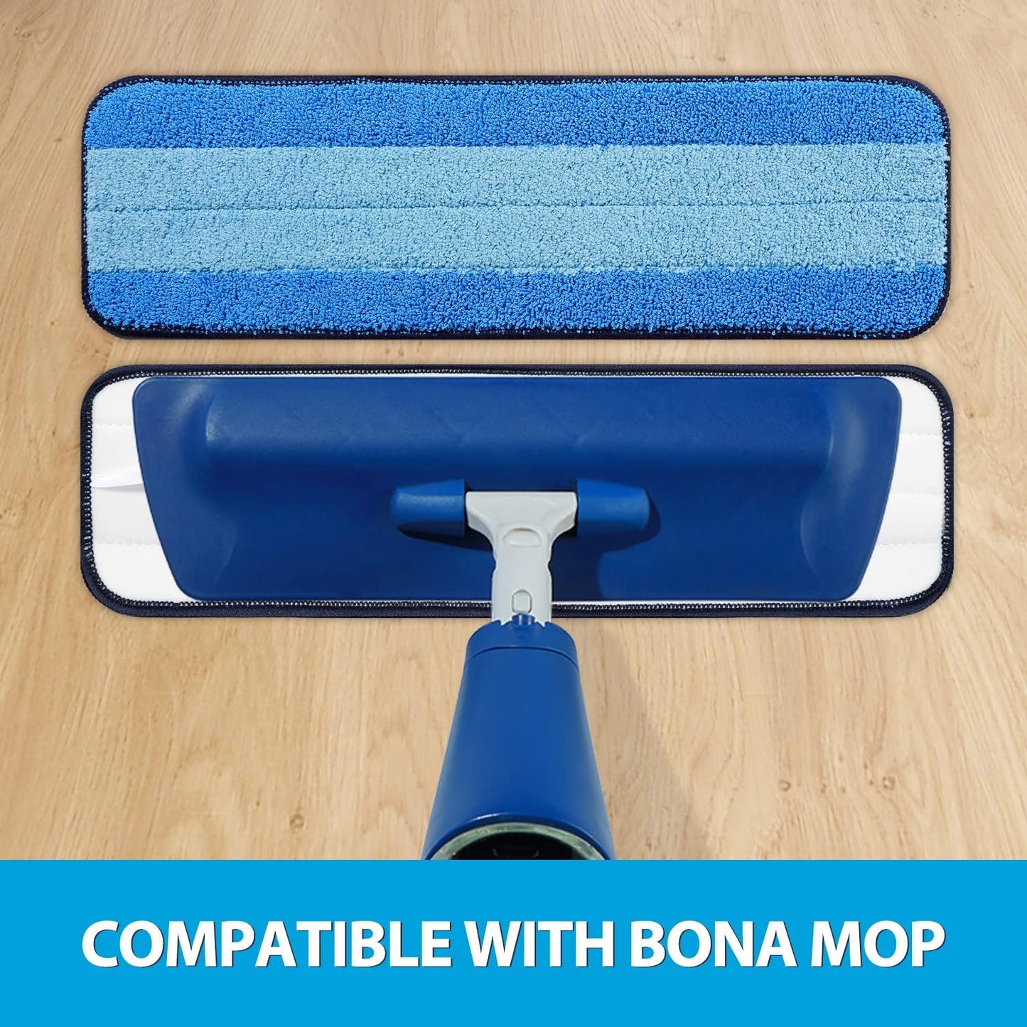 Mr. Scrub Microfiber Cleaning Pads - 3 Pack for Bona Mop | Super-Absorbent, Reusable, 18 Inch Size