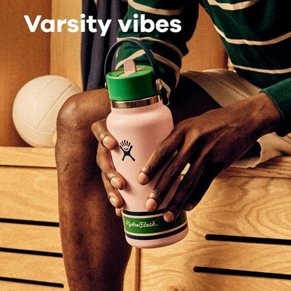 Hydro Flask Water Bottle - Insulated Stainless Steel - Standard Mouth Flex Straw Lid, Non Spill, Leakproof and Refillable in 21 Oz Campus Ivory