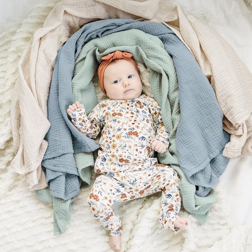 Konssy Muslin Swaddle Blankets - Soft & Breathable 3-Pack for Newborns | Large 47 x 47 Inches