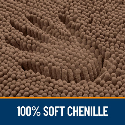 OLANLY Large Bathroom Rugs - Extra Soft Chenille Bath Mats | Quick Dry, Machine Washable, Mocha 45x27
