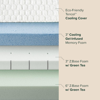 Zinus 12 Inch Bliss Memory Foam Mattress - Pressure Relieving | Sustainable Tencel Blend Cover, Queen Size