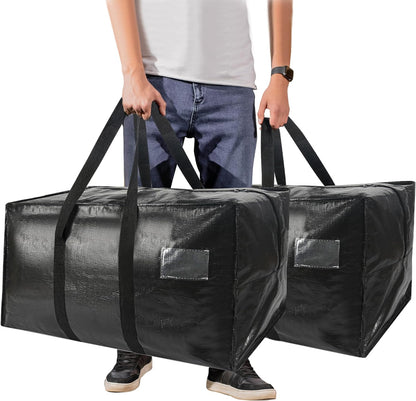 Skiennix Heavy Duty Extra Large Moving Bags - 58 Gallon Jumbo Storage with Strong Zippers & Handles | 2-Pack