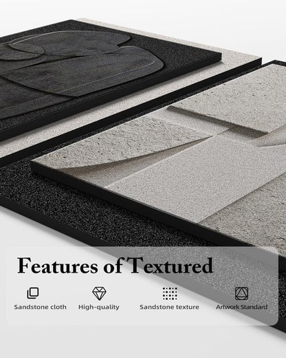 Azartslr 3D Abstract Textured Wall Art - Modern Black & White Sandstone Decor | 3-Piece Minimalist Set for Living Room & Bedroom