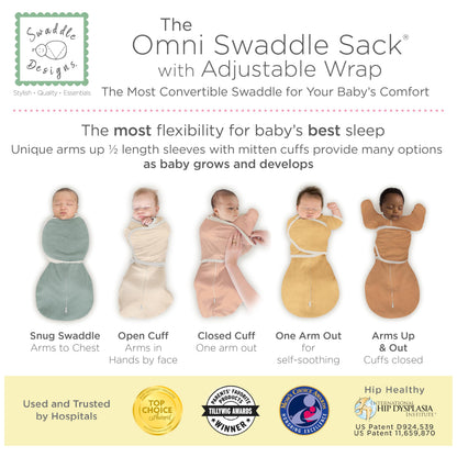 SwaddleDesigns 6-Way Omni Swaddle Sack, Arms Up Swaddle for Newborn, More Options to Calm Startle Reflex, Improves Sleep, Easy Transition Baby Sleep Sack, Small, 0-3 Mo, 6-14 lbs, Gold, Swaddle Love