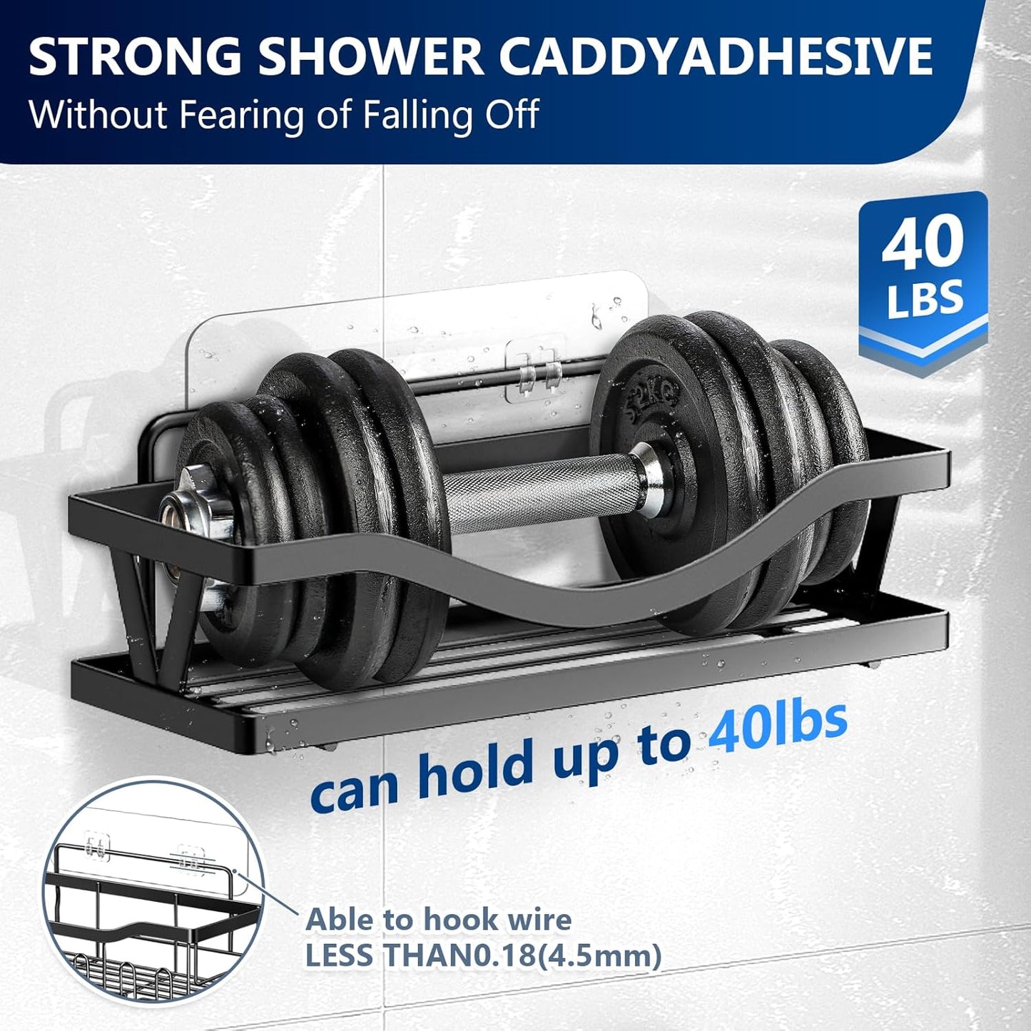 Skiennix Shower Caddy Adhesive Hooks - Strong Transparent Stickers for Bathroom & Kitchen Storage | 9-Pack