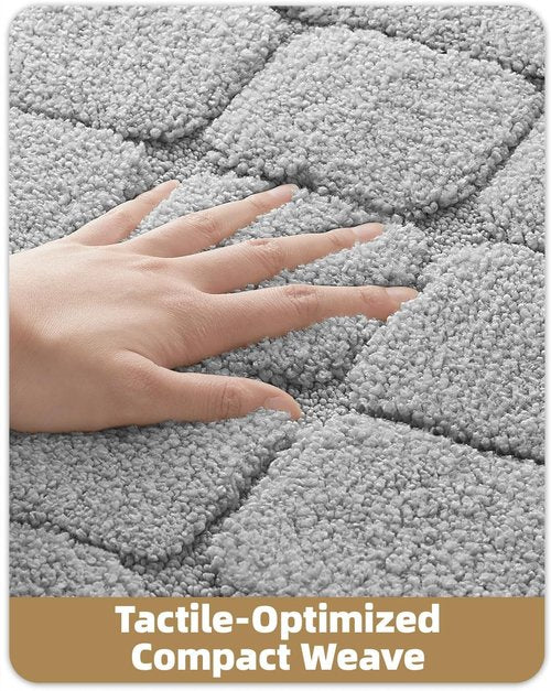 Color&Geometry Light Gray Checkered Bath Mat - Fluffy Absorbent Microfiber | Non-Slip 24x36 Bathroom Rug