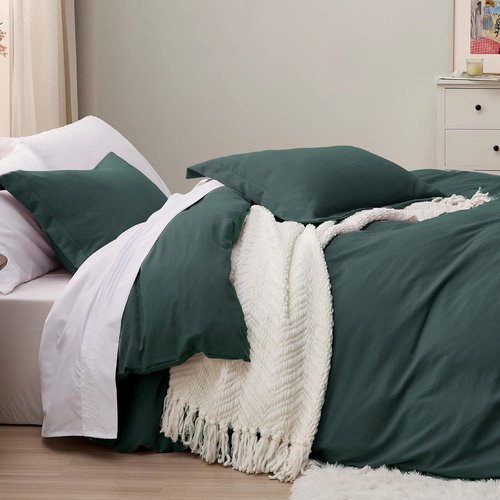 Bedsure Forest Green Duvet Cover Set - Extra Soft Twin/Twin XL Bedding with Zipper Closure & Pillow Sham