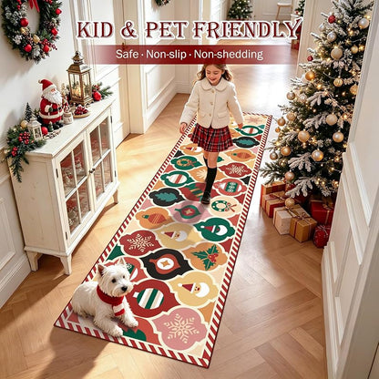 nesrt 2x8 Ft Christmas Runner Rug — Moroccan Trellis Non-Slip Washable