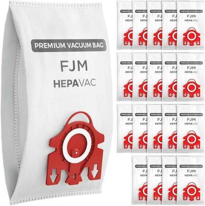 FJM Vacuum Cleaner Bags for Miele - HEPA AirClean 3D Dust Bags - 20 Pack for Compact C1, C2, Complete C1