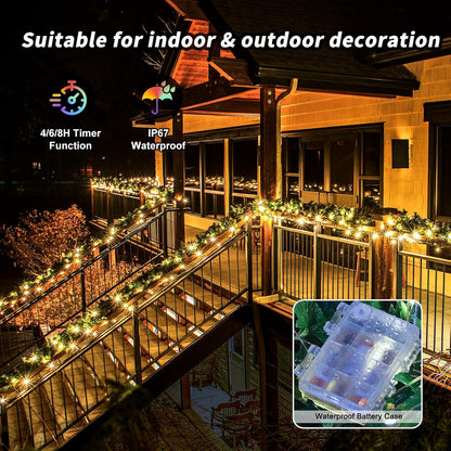 Skiennix 39Ft RGB Color Changing Fairy Lights - Battery Operated String Lights with Remote & Timer for Indoor/Outdoor Use