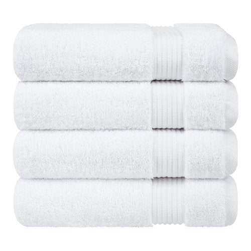 Cotton Paradise 4 Piece Turkish Bath Towels for Bathroom, Extra Large Soft Plush Towels Bathroom Set, White