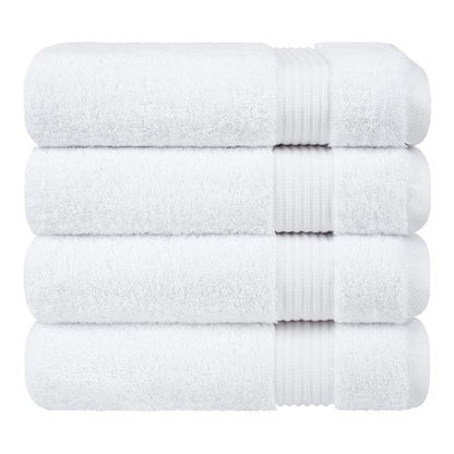 Cotton Paradise 4 Piece Turkish Bath Towels for Bathroom, Extra Large Soft Plush Towels Bathroom Set, White