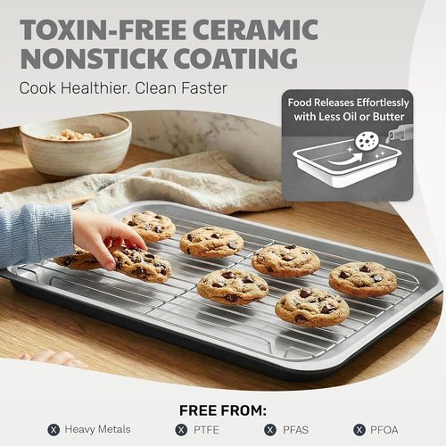 Gotham Steel 6-Pc Stackable Baking Pans Set | Space-Saving Ceramic Bakeware, Non-Toxic & Dishwasher Safe