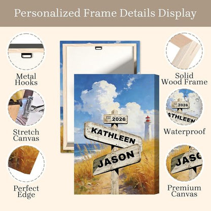 Crossroads Personalized Canvas Print - Custom Name & Date Wall Art for Couples | Perfect Valentine's Day Gift, 8x12