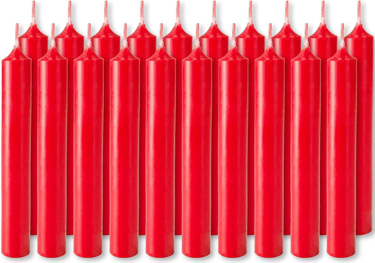 BRUBAKER Mini Taper Candles - 20 Pcs Unscented Red Candles for Rituals, Weddings & Home Decor | 3¾ x ½ Inches