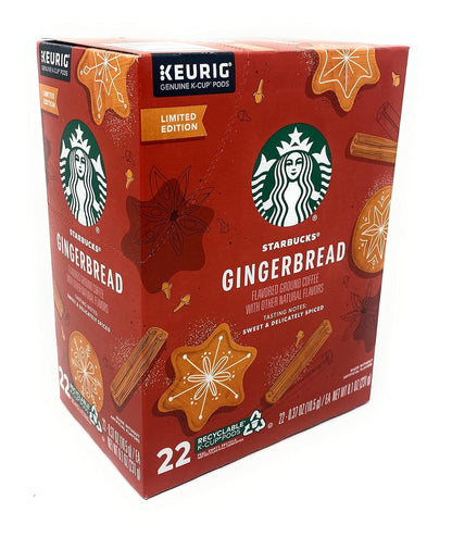 Starbucks Limited Edition Gingerbread Coffee K-Cups - 22 Pods Per Box | Festive Flavor Delight