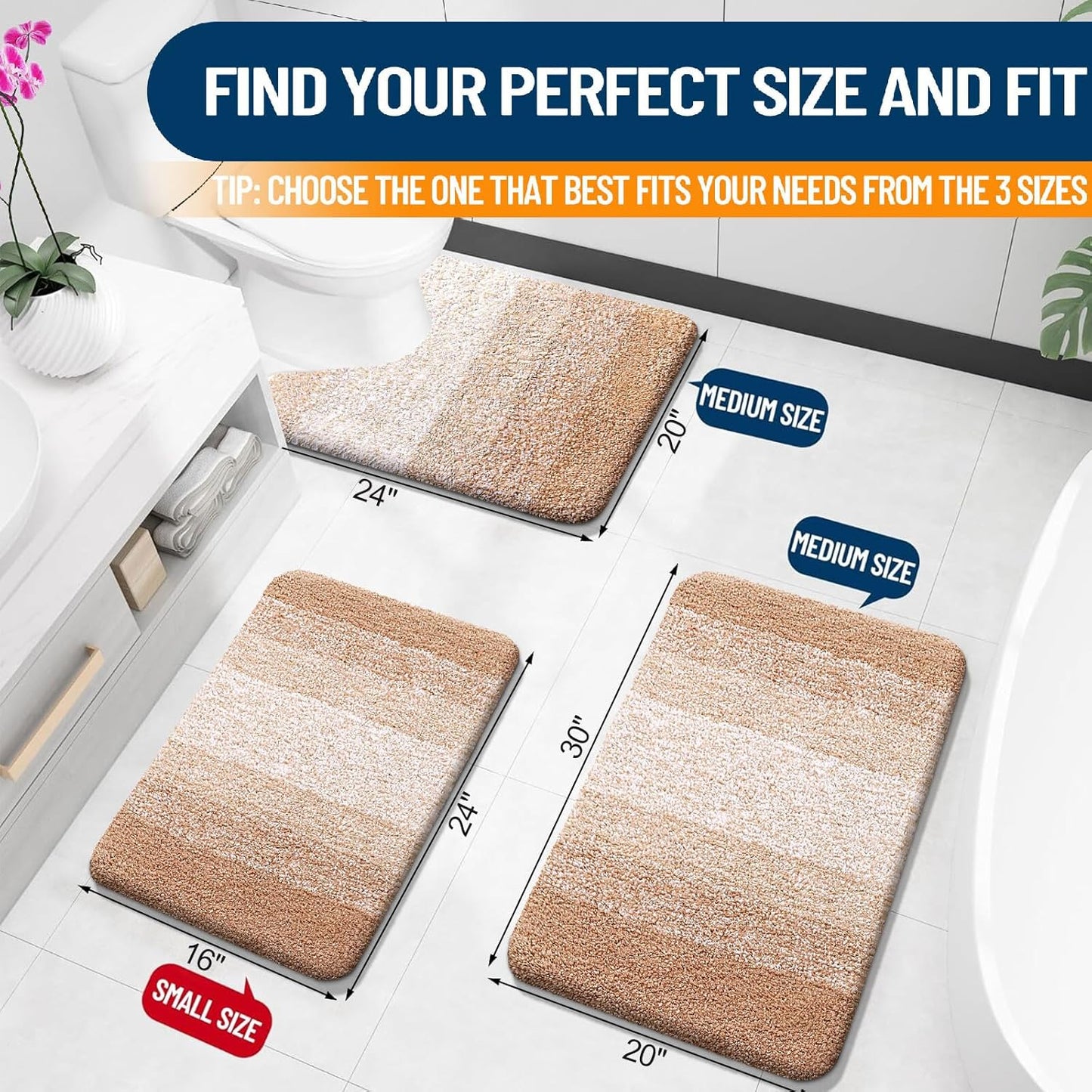 OLANLY Bathroom Rugs - Extra Soft Microfiber Mat, Quick Dry & Machine Washable | 24x16, Beige
