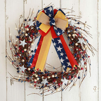 Meseey Patriotic Bow Set - Large Red & Blue Ribbon Bows for 4th of July Decorations | Holiday Wreaths