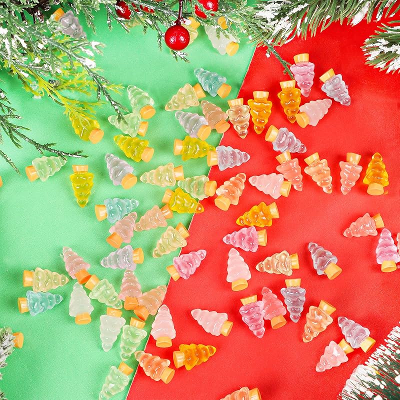 Mini Luminous Christmas Tree Figurines - 104pcs Resin Glow in the Dark Table & Cake Decor
