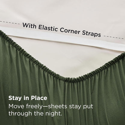 Bedsure Deep Pocket Queen Sheets - Ultra-Soft 6-Piece Bedding Set, Fits Mattresses Up to 18", Olive Green