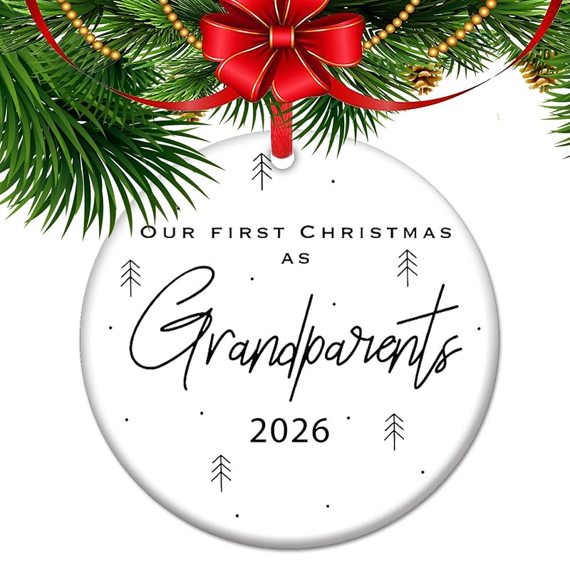 Our First Christmas As Grandparents 2026 Ornament - Grandfather Grandmother Edition (Variation 22)