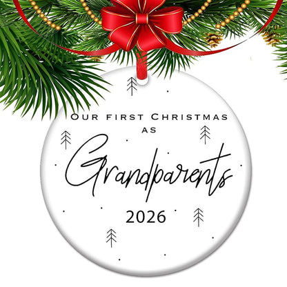 Our First Christmas As Grandparents 2026 Ornament - Grandfather Grandmother Edition (Variation 22)
