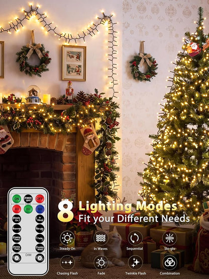 BrightChristmas 99FT 1500LED Cluster Lights with Remote – Warm White (Variation: 1500 LED)