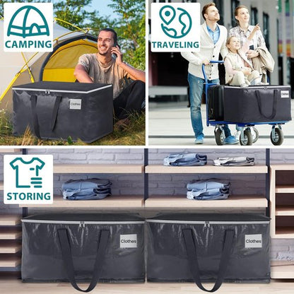 Fabspace Heavy Duty Moving Bags - Strong Zippers & Handles | Collapsible Storage Totes, 93L, 8-Pack
