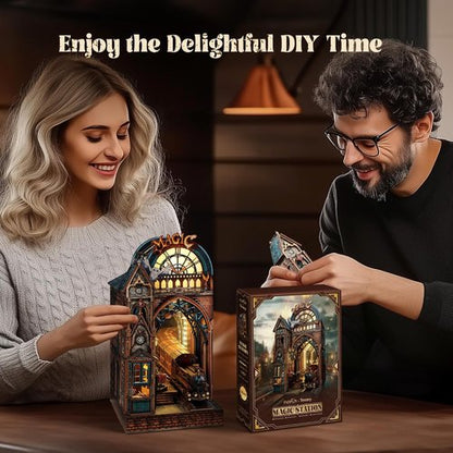 FUNPOLA LED 3D Puzzle - Interactive Magic Station Book Nook Kit | DIY Miniature Decor for Bookshelves