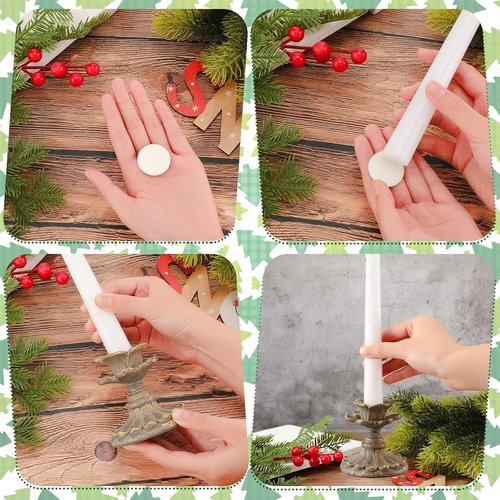 Jetec Candle Grips - 48 Pcs Adhesive Snugger Holders for Taper Candles | Stabilize Small Candlesticks