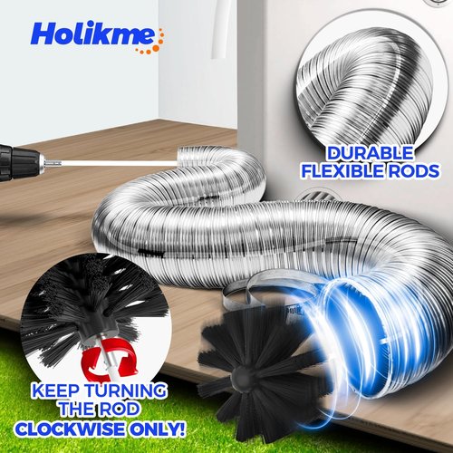 Holikme Dryer Vent Cleaner Kit - 35 Feet Flexible Lint Brush with Drill Attachment & Chimney Brushes