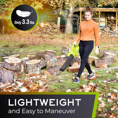 Mueller UltraStorm Cordless Electric Leaf Blower - 140 MPH Power, 2 Batteries & Charger, Lightweight Design