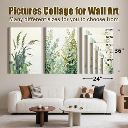 Skiennix Boho Floral Canvas Wall Art - Modern Botanical Prints for Home Office & Living Room | 12"x16" Wrapped Frame