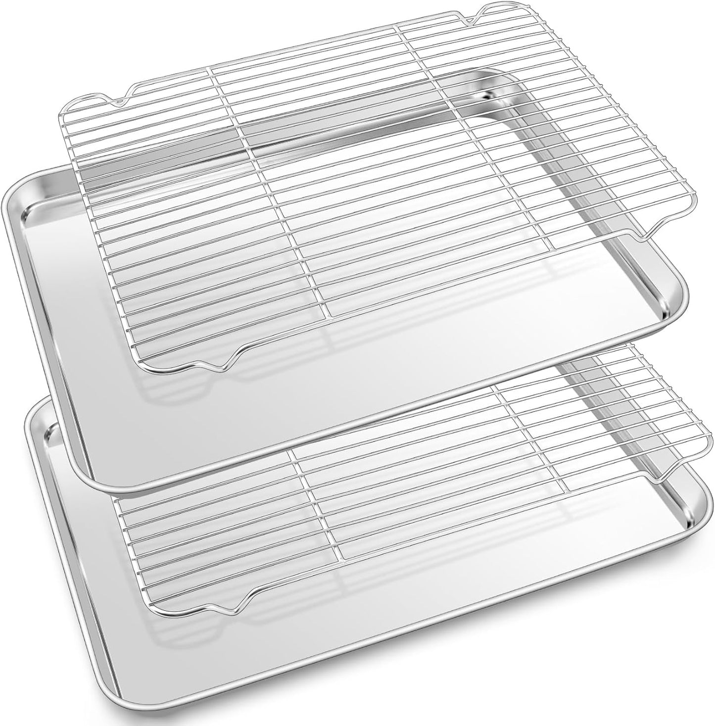 P&P CHEF Stainless Steel Baking Sheet Set - 17.5 Inch Cookie Trays with Cooling Racks | Oven & Dishwasher Safe