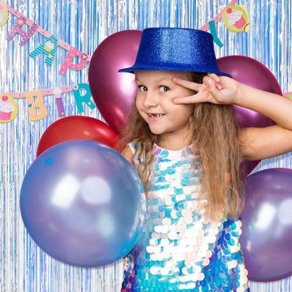 Iridescent Party Backdrop Decorations - 5 Pack Tinsel Curtain for Birthday & Graduation Events