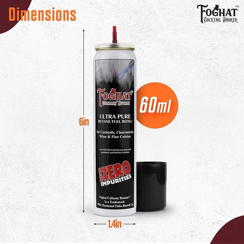 Foghat Culinary Butane Fuel Refill - 60ml Canister for Kitchen Smoking Torches | Food Grade, Ultra Refined
