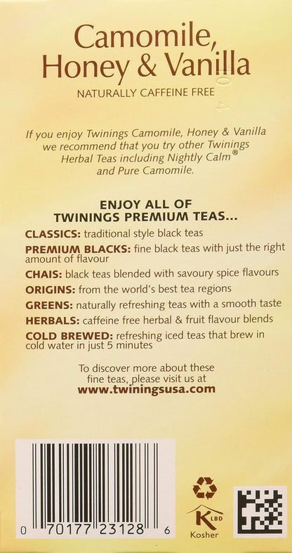 Twinings Herbal Tea - Chamomile Honey & Vanilla Blend | 20 Soothing Tea Bags