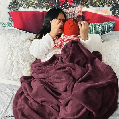 Bedsure GentleSoft Fleece Blanket Twin Size Burgundy - 300GSM Lightweight Plush Fuzzy Cozy Soft Warm Blanket for Bed, Sofa, Couch, Travel, Camping, 60x80 inches