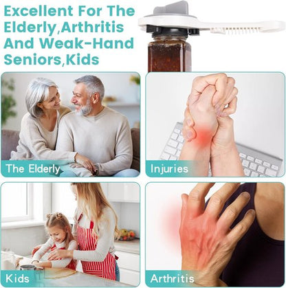 Jar Opener for Weak Hands by [Brand Name] - Adjustable 4-in-1 Bottle & Can Opener with Non-Slip Pad | Ideal for Seniors, Arthritis, Large Jars, and Left-Handed Users
