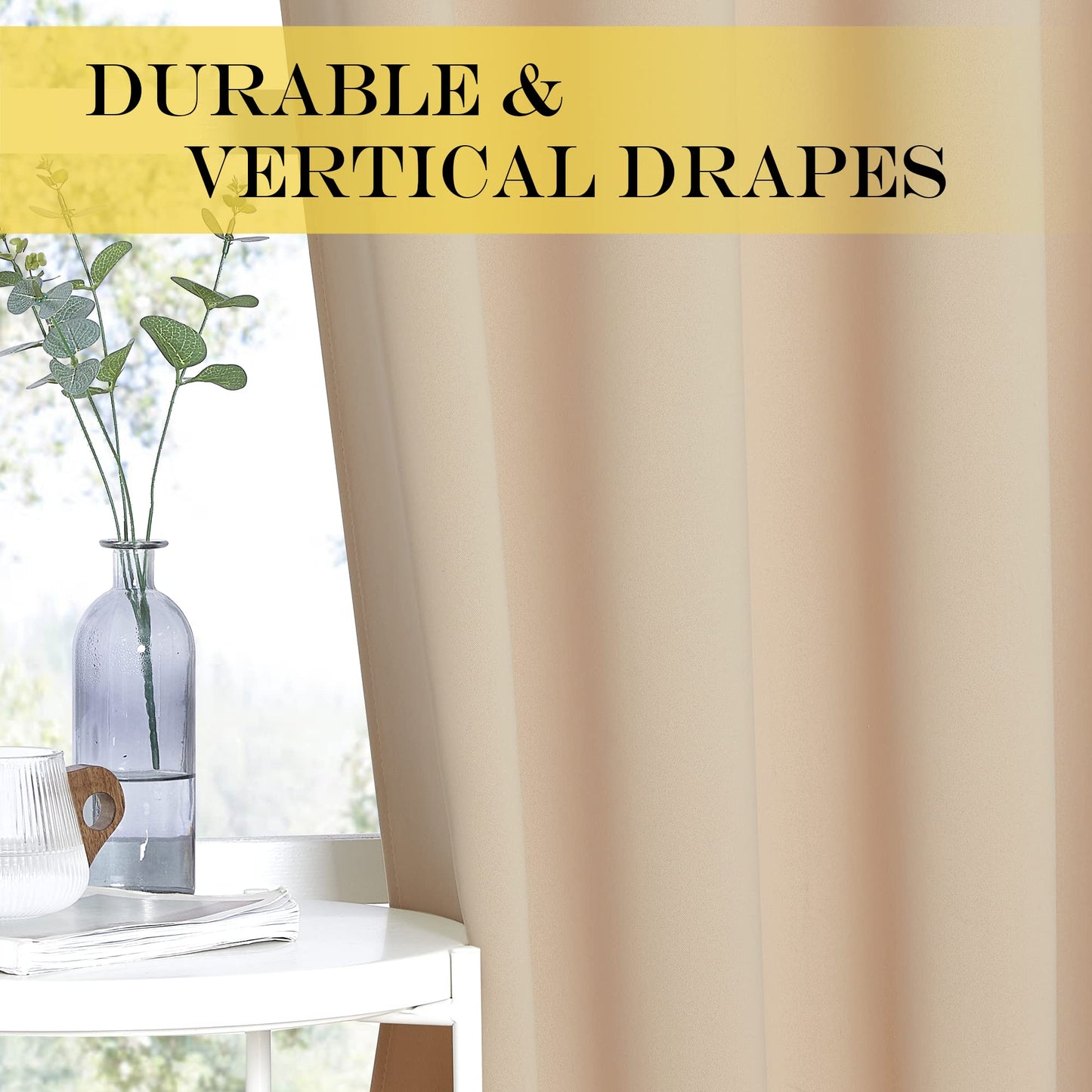NICETOWN Extra Wide Patio Door Curtain - Energy Smart & Noise Reducing Grommet Thermal Insulated Wide Width Drapes, Sliding Door Curtain for Guestroom(Biscotti Beige, W100 x L84)