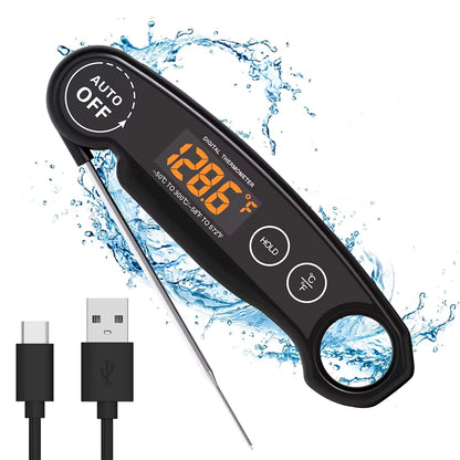 Skiennix Instant Read Food Thermometer - Rechargeable Digital Meat Thermometer for Cooking & BBQ | Waterproof