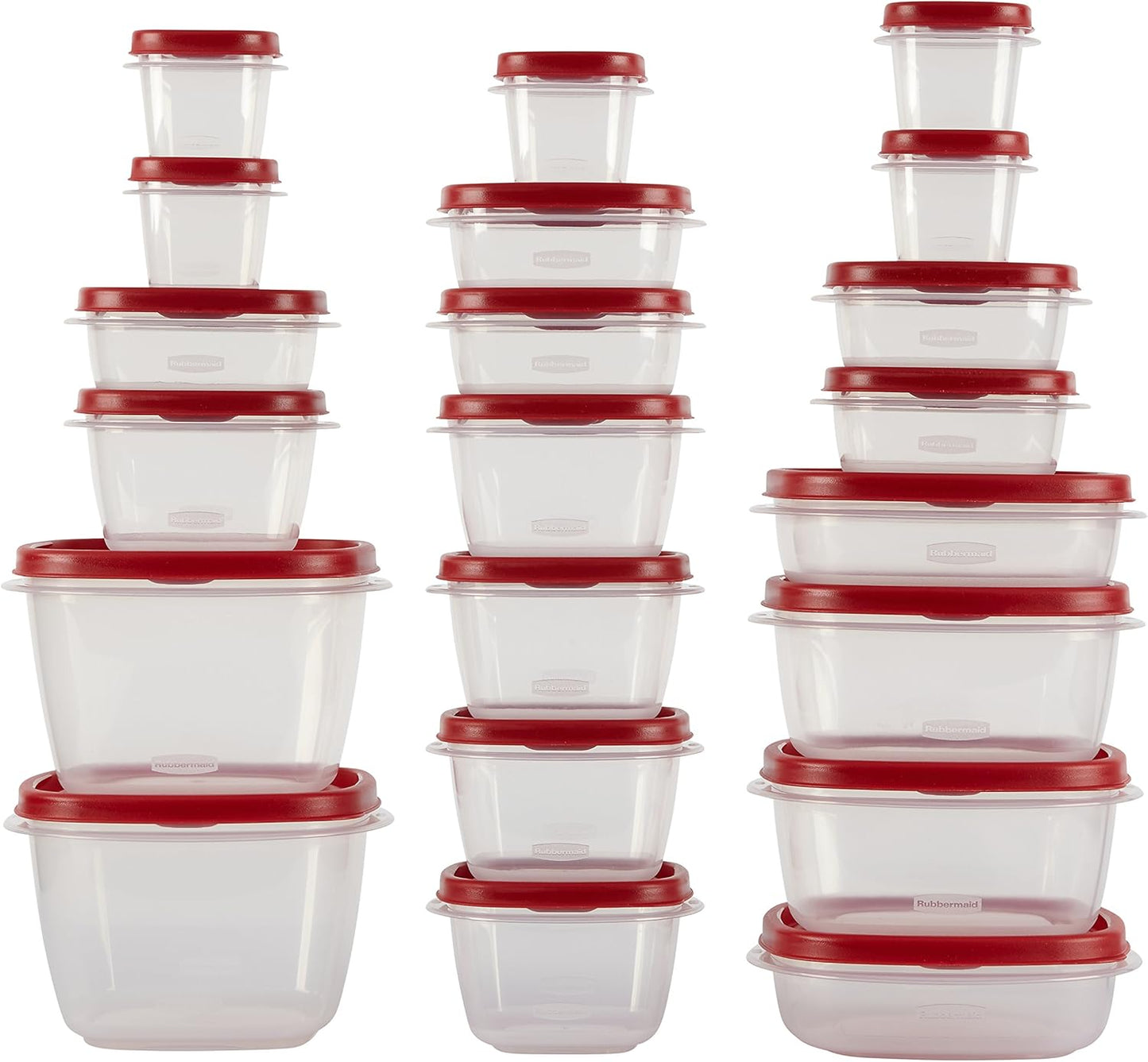 Rubbermaid Easy Find Lids | 42-Piece Food Storage Container Set in Racer Red - Organized & Durable