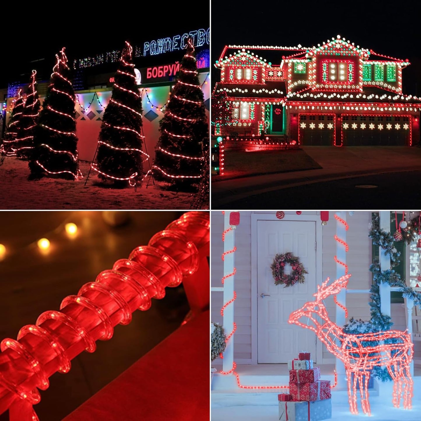 200ft LED Rope Lights by [Brand Name] - Waterproof Flexible Tube Lights with 8 Modes for Outdoor & Indoor Use | Red