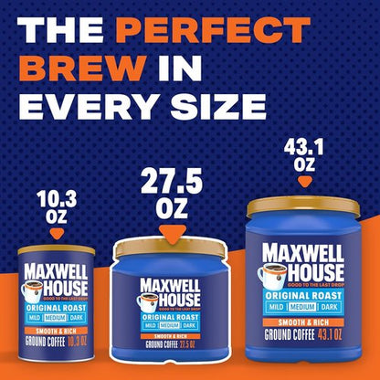 Maxwell House Ground Coffee - Medium Original Roast, 27.5oz | Rich Flavor for Every Brew