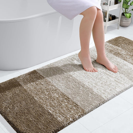 OLANLY Bathroom Runner Rug - Extra Soft Microfiber Mat, Quick Dry & Washable, 59x24, Coffee Color