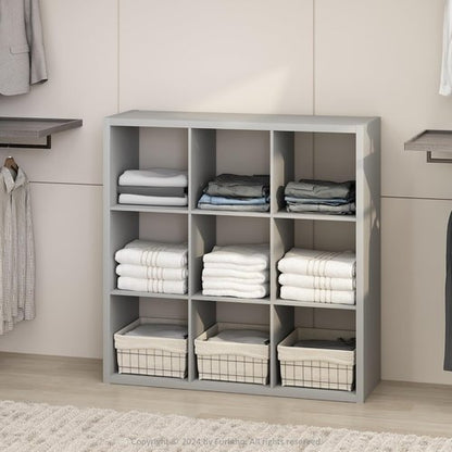 Furinno 9-Cube Closet Organizer - Extra Thick Frame for Stylish Storage | Light Grey